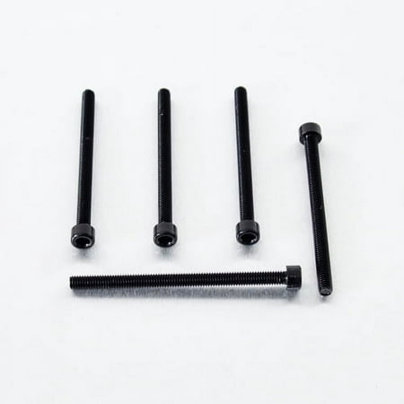 Five black alloy parallel Allen head bolts, each measuring M6 x 1.00mm x 85mm, showcasing a sleek finish and hexagonal socket heads for easy installation.