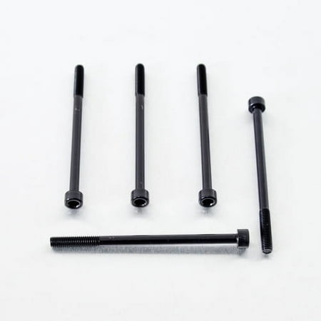 Five black alloy parallel Allen head bolts, M6 x 1.00mm x 90mm, featuring a smooth finish and hexagonal socket for easy installation.