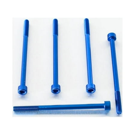 Five blue alloy parallel Allen head bolts, each measuring M6 x 1.00mm x 90mm, featuring a sleek finish and hexagonal sockets for easy installation.
