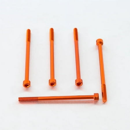 Five orange alloy bolts with parallel Allen heads, measuring M6 X 1.00mm X 95mm, showcasing a sleek, anodized finish for durability and style.