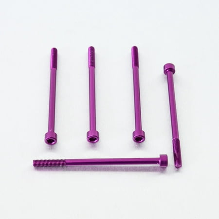 Five purple alloy bolts with parallel Allen heads, each measuring M6 x 1.00mm x 95mm, showcasing a sleek finish and precision threading.