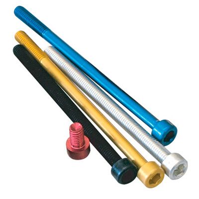 Five Pro-Bolt parallel Allen head alloy bolts in various colors, including silver, blue, black, gold, and red, with sizes of M6 X 1.00mm X 95mm.