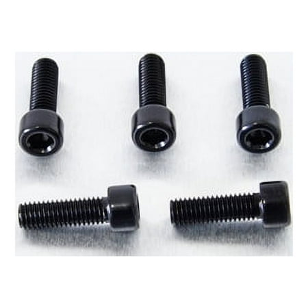 Five black alloy parallel Allen head bolts, each measuring M8 x 1.25mm x 25mm, featuring a smooth finish and hexagonal recess for easy installation.