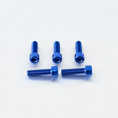 Five blue alloy parallel Allen head bolts, each measuring M8 x 1.25mm x 30mm, showcasing a sleek finish and hexagonal socket for easy installation.