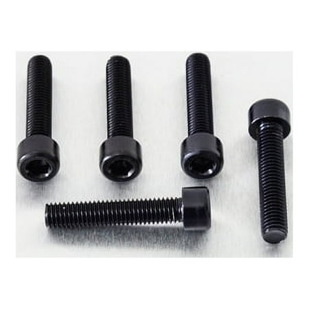 Five black alloy parallel Allen head bolts, each measuring M8 x 1.25mm x 40mm, showcasing a sleek finish and designed for durability and strength.