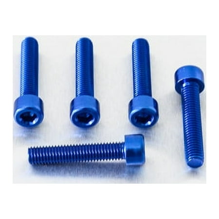 Five blue alloy parallel Allen head bolts, each measuring M8 x 1.25mm x 40mm, featuring a smooth finish and hexagonal socket for easy installation.