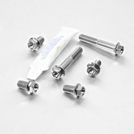 Pro-Bolt Stainless Steel Crash Bar Mount Bolt Kit in silver, featuring six bolts with hex heads and a tube of thread-locking adhesive.