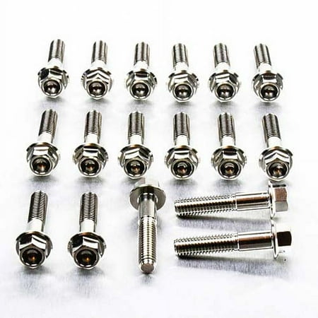 Pro-Bolt Stainless Steel Gear Drive Cover Bolt Kit featuring 16 silver bolts with hex heads and smooth shafts, designed for durability and corrosion resistance.