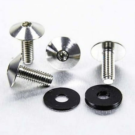 Pro-Bolt Stainless Steel Number Plate Bolt Kit featuring gold-colored bolts with a polished finish, accompanied by black rubber washers for secure installation.