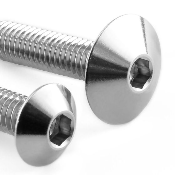 Pro-Bolt stainless steel number plate bolt kit featuring shiny silver bolts with a hexagonal socket and wide, flat heads for secure fastening.