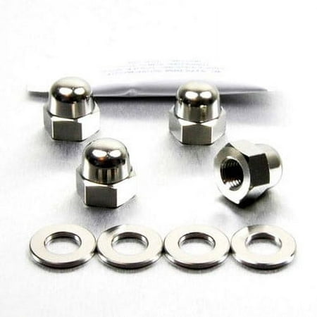 Pro-Bolt Stainless Steel Rear Shock Mount Nut Kit featuring four gold-colored nuts with a polished finish and four silver washers, ideal for enhancing motorcycle suspension.