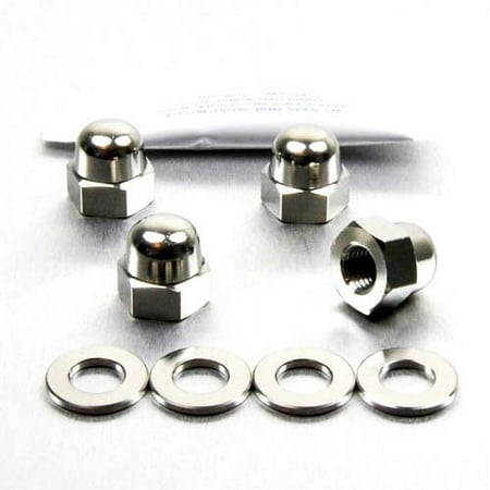 Pro-Bolt stainless steel rear shock mount nut kit featuring four shiny silver nuts with rounded tops and hexagonal bases, accompanied by four flat silver washers.