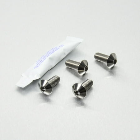 Pro-Bolt stainless steel rider footrest adjuster bolt kit in silver, featuring four conical bolts and a small packet of thread-locking adhesive.