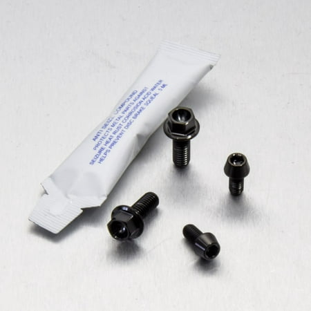 Pro-Bolt stainless steel seat unit bracket mount bolt kit in black, featuring four black bolts and a small tube of thread-locking adhesive.