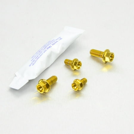Pro-Bolt stainless steel seat unit bracket mount bolt kit featuring four gold bolts with hex heads and a small packet of thread lock adhesive.