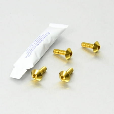 Pro-Bolt Stainless Steel Subframe Mount Bolt Kit featuring four gold bolts with a conical head and a packet of thread locking compound.