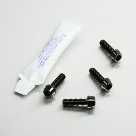 Pro-Bolt Stainless Steel Swingarm Nut Cover Bolt Kit in black, featuring four black screws and a small tube of adhesive, designed for durability and a sleek finish.