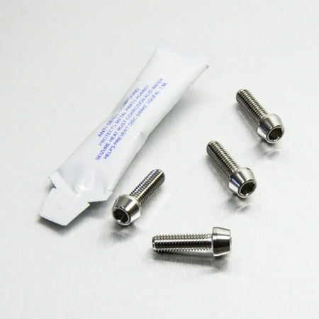 Pro-Bolt stainless steel swingarm nut cover bolt kit in silver, featuring four shiny bolts and a small packet of adhesive.