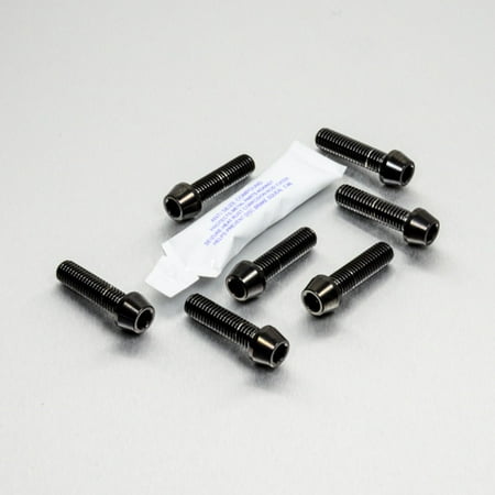 Pro-Bolt stainless steel clamp yoke pinch bolt kit in black, featuring eight black bolts with hex heads and a small packet of thread lock adhesive.