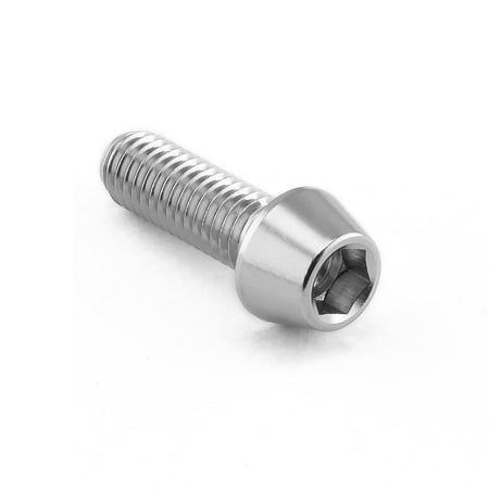 Tapered Allen head bolt made of stainless steel, measuring M5 x 0.80mm x 15mm, featuring a shiny silver finish and hexagonal socket for easy installation.