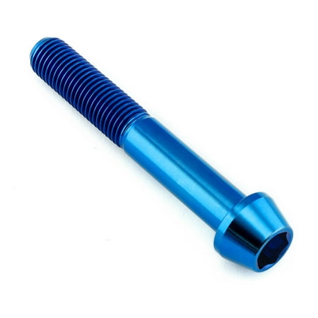 Pro-Bolt tapered Allen head titanium bolt in vibrant blue, measuring M10 x 1.25mm x 65mm, featuring a smooth finish and distinct hexagonal socket for easy installation.