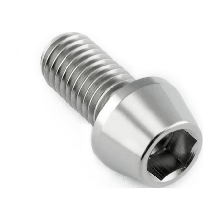 Tapered Allen head titanium bolt in natural finish, measuring M10 x 1.50mm x 20mm, featuring a hexagonal socket for easy installation.