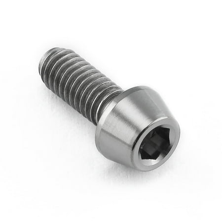 Tapered Allen head titanium bolt in natural finish, measuring M4 x 0.70mm x 10mm, featuring a hexagonal socket for easy installation.