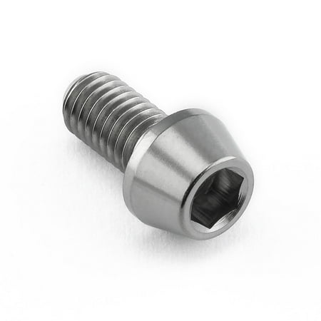 Tapered Allen head titanium bolt in natural finish, measuring M5 x 0.80mm x 10mm, featuring a hexagonal socket for easy installation.