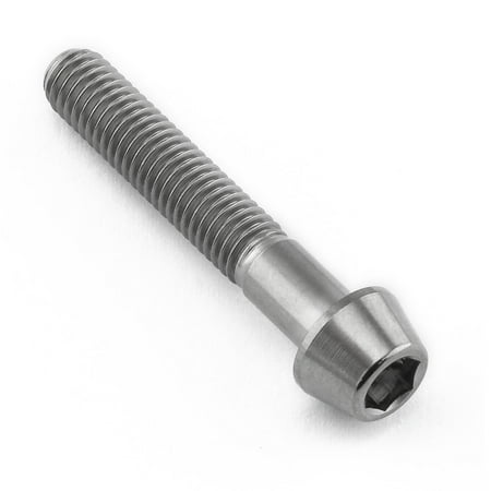 Natural titanium tapered Allen head bolt, M5 size, 0.80mm thread pitch, 30mm length, featuring a smooth finish and hexagonal socket for easy installation.