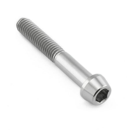 Tapered Allen head titanium bolt in natural finish, measuring M6 x 1.00mm x 40mm, featuring a smooth shaft and hexagonal socket for easy installation.