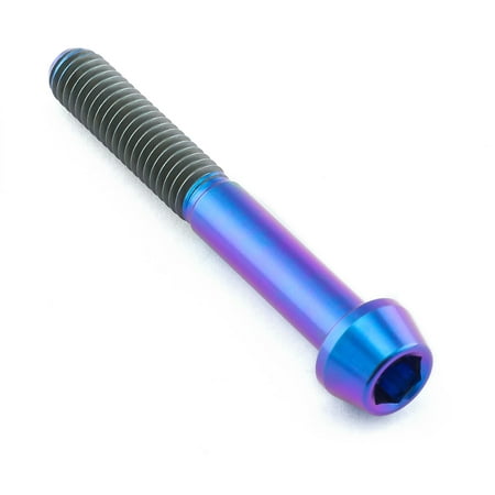 Purple titanium tapered Allen head bolt, M6 x 1.00mm x 45mm, featuring a sleek finish and textured grip for enhanced durability and performance.