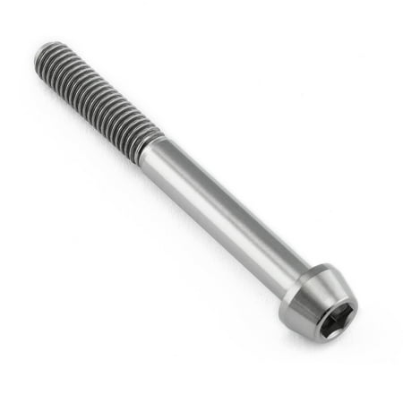 Pro-Bolt tapered Allen head titanium bolt in natural finish, measuring M6 x 1.00mm x 55mm, featuring a smooth, shiny surface and a hexagonal socket for easy installation.