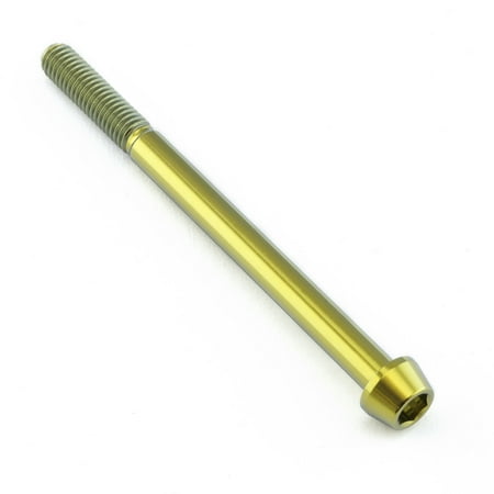 Gold titanium tapered Allen head bolt, measuring M6 X 1.00mm X 80mm (25mm), featuring a smooth finish and hexagonal socket for easy installation.