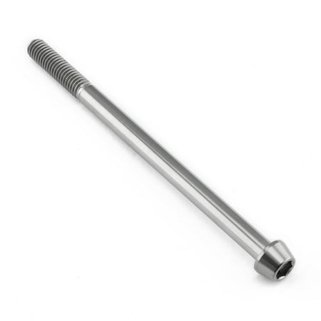 Tapered Allen head titanium bolt in natural finish, measuring M6 x 1.00mm x 95mm with a 25mm length, featuring a sleek, durable design for high-performance applications.