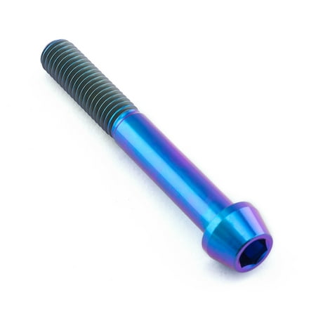 Tapered purple titanium Allen head bolt, M8 x 1.25mm x 60mm, featuring a smooth, shiny finish and a hexagonal socket for easy installation.