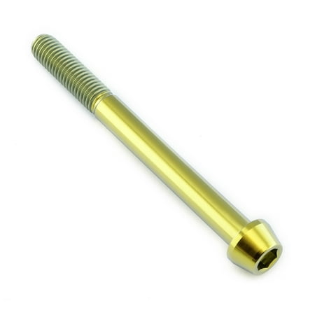 Gold titanium tapered Allen head bolt, measuring M8 x 1.25mm x 85mm, featuring a smooth finish and hexagonal socket for easy installation.