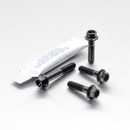 Pro-Bolt Titanium Brake & Clutch Lever Perch Pinch Bolt Kit in black, featuring four black titanium bolts and a small packet of thread lock adhesive.