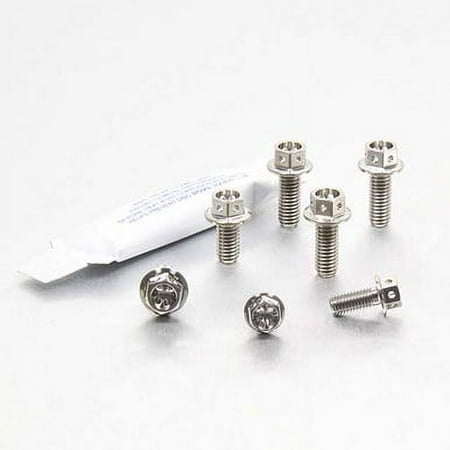 Pro-Bolt Titanium Chain Guard & Hugger Bolt Kit featuring purple anodized bolts and a tube of thread locker, showcasing durable titanium construction and vibrant color.