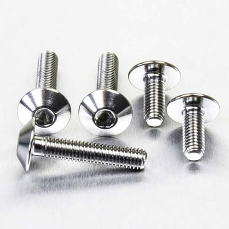 Pro-Bolt Titanium Chain Guard & Hugger Bolt Kit featuring five silver titanium bolts with a polished finish and unique head designs for secure fastening.
