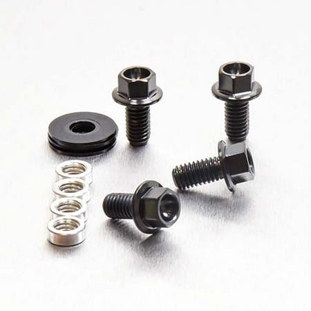 Pro-Bolt Titanium Chain Guard Bolt Kit featuring black titanium bolts, washers, and spacers, designed for durability and lightweight performance.