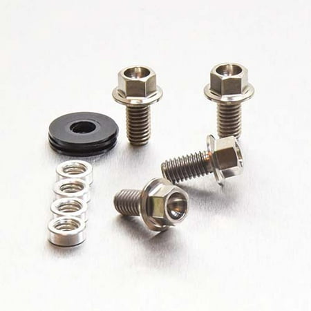 Pro-Bolt Titanium Chain Guard Bolt Kit featuring silver titanium bolts, black rubber washer, and silver spacers, designed for durability and lightweight performance.