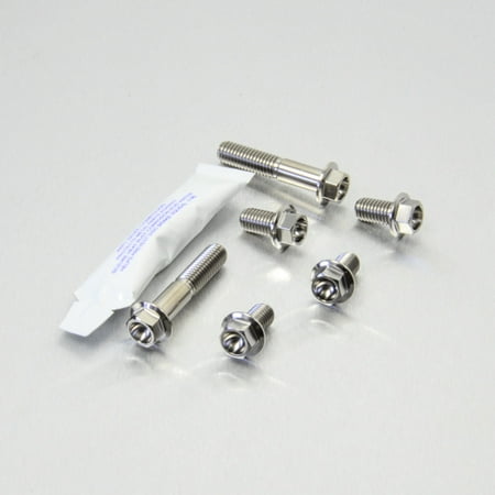 Pro-Bolt Titanium Crash Bar Mount Bolt Kit featuring silver titanium bolts with hex heads and washers, accompanied by a small packet of thread locker.