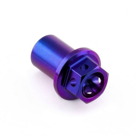 Purple titanium engine nut from Pro-Bolt's cable cover kit, featuring a hexagonal design with three holes for secure fastening and a sleek, anodized finish.