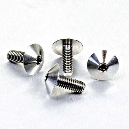 Pro-Bolt Titanium Exhaust Heat Shield Mount Bolt Kit featuring four silver titanium bolts with a smooth finish and flanged heads, designed for durability and performance.