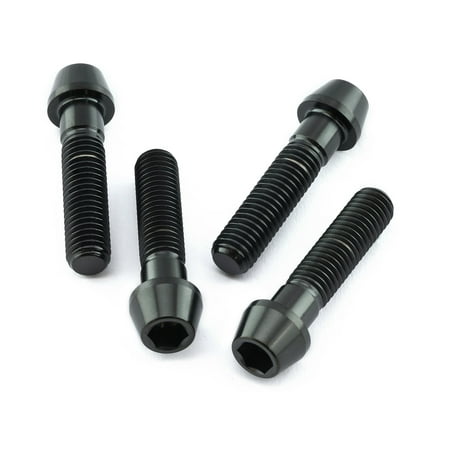 Pro-Bolt Titanium Front Axle Pinch Bolt Kit featuring four black bolts with a sleek finish, hexagonal heads, and ribbed shafts for enhanced grip and durability.