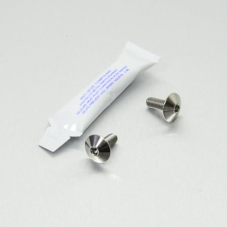 Pro-Bolt Titanium Fuel Tank Mounting Bolt Kit featuring two silver titanium bolts with a polished finish and a packet of adhesive.