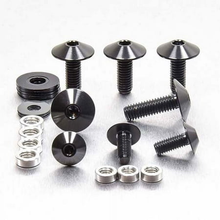 Pro-Bolt Titanium Mudguard & Hugger Bolt Kit featuring black titanium bolts and washers in various sizes, designed for durability and style.