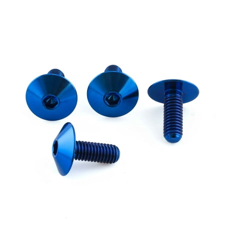Pro-Bolt Titanium Number Plate Mounting Bolt Kit featuring four blue, anodized titanium bolts with a smooth, rounded head and threaded shaft for secure attachment.