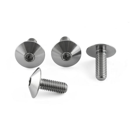 Pro-Bolt Titanium Number Plate Mounting Bolt Kit in silver, featuring four sleek, rounded bolts with hexagonal heads and threaded shafts for secure attachment.
