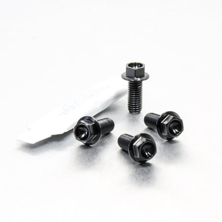 Pro-Bolt Titanium Pillion Footrest Hanger Bolt Kit in black, featuring four black titanium bolts with hex heads and a washer, designed for durability and lightweight performance.